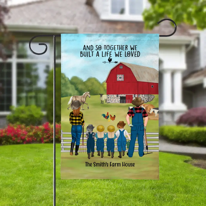 Personalized Garden Flag, Farming Family With Kids - Up To 4 Kids, Gift For Farmers
