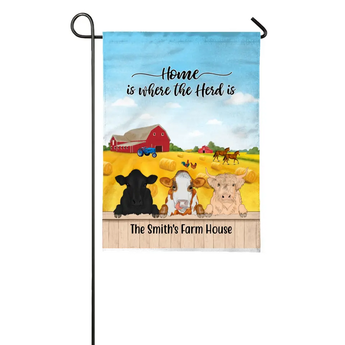 Personalized Garden Flag, Cow Peeking Farm, Gift For Farmers, Cow Lovers
