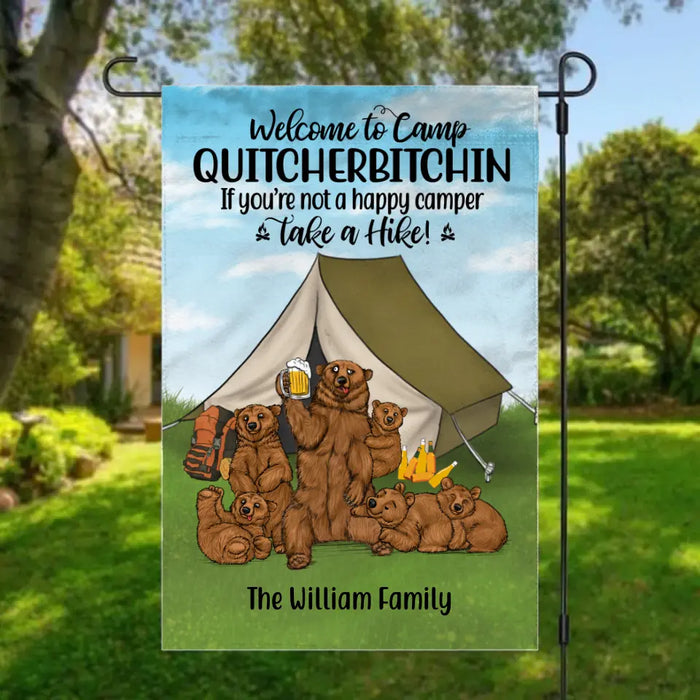 Personalized Garden Flag, Welcome To Camp Quitcherbitchin Drunk Bears, Gifts For Camping Lovers