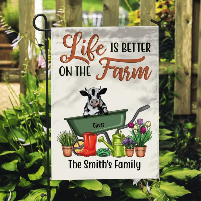Personalized Garden Flag, Life Is Better On The Farm, Gifts For Cow Lovers, Pig Lovers