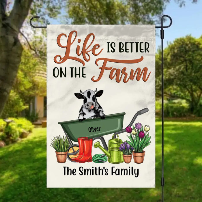 Personalized Garden Flag, Life Is Better On The Farm, Gifts For Cow Lovers, Pig Lovers