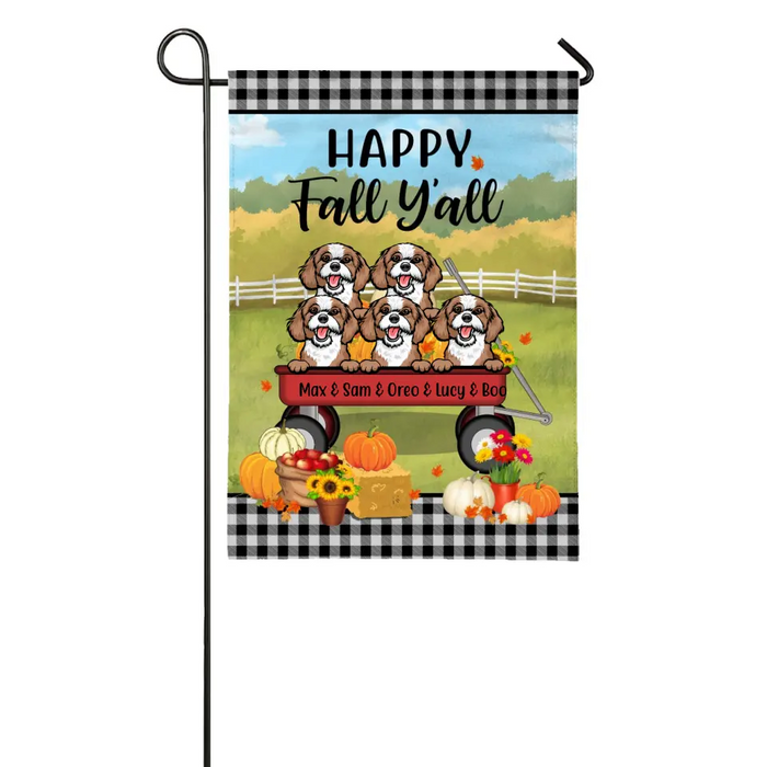 Personalized Garden Flag, Pumpkin Harvest with Dogs, Gift for Famers, Family