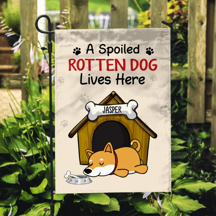 Personalized Garden Flag, A Spoiled Rotten Dog Lives Here, Gifts For Dog Lovers