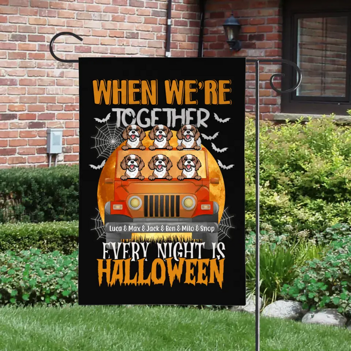 Personalized Garden Flag, Up To 6 Pets, Every Night Is Halloween, Halloween Gift, Gift For Dog Mom, Gift For Cat Mom, Gift For Dog Lovers