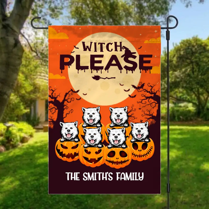Personalized Garden Flag, Witch Please, Up To 6 Pets, Halloween Gift For Dog Lovers , Cat Lovers