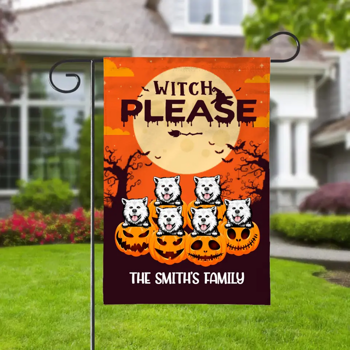 Personalized Garden Flag, Witch Please, Up To 6 Pets, Halloween Gift For Dog Lovers , Cat Lovers