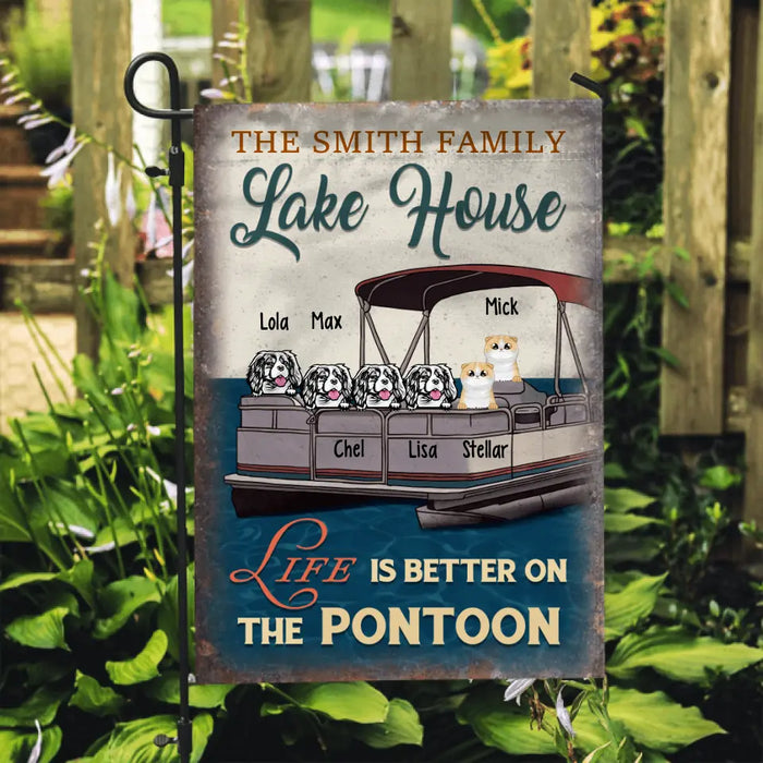 Personalized Pontoon Boat Couple Poster, Lake House Pontoon Boat Poster