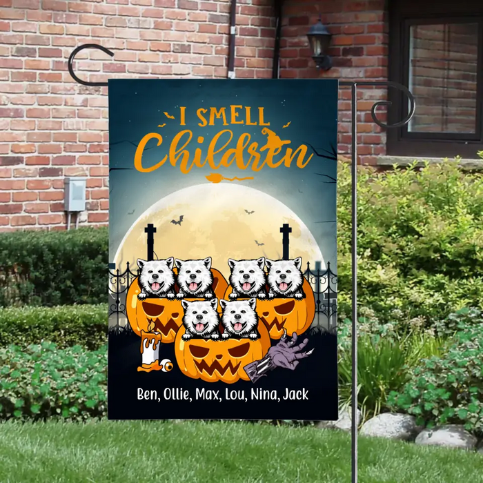 Personalized Garden Flag, Up To 6 Pets, I Smell Children, Halloween Gift For Dog Lovers, Cat Lovers