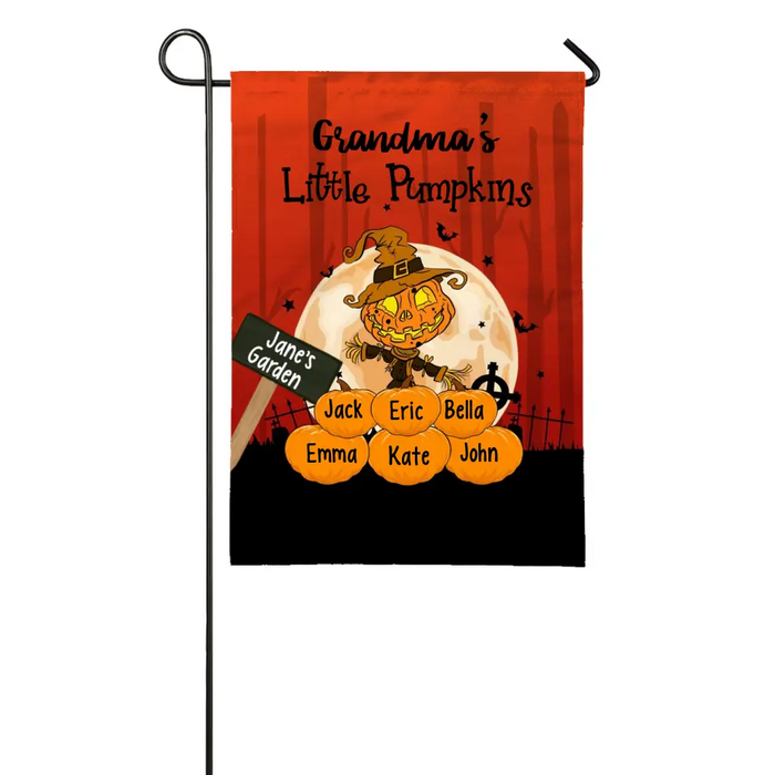 Personalized Garden Flag, Family Little Pumpkins, Halloween Gift, Gift for Grandmother, Grandfather, Whole Family