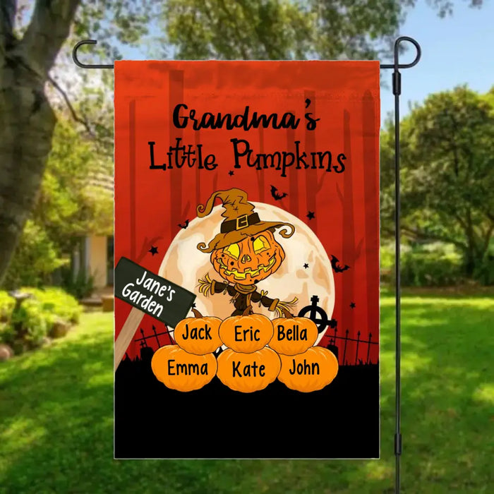 Personalized Garden Flag, Family Little Pumpkins, Halloween Gift, Gift for Grandmother, Grandfather, Whole Family