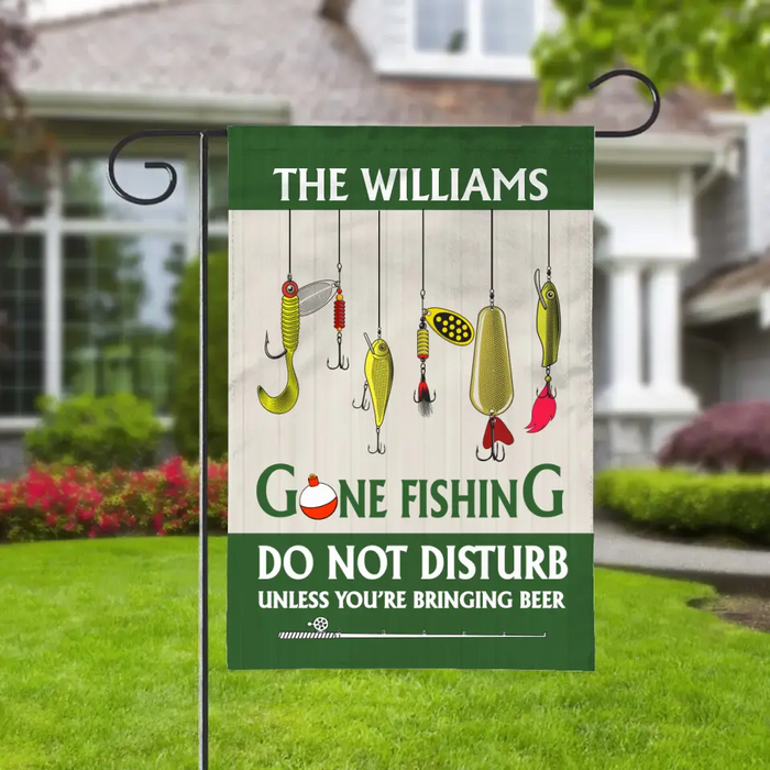 Personalized Garden Flag, Fishing Lure Family, Gift for Family, Fishing Lovers