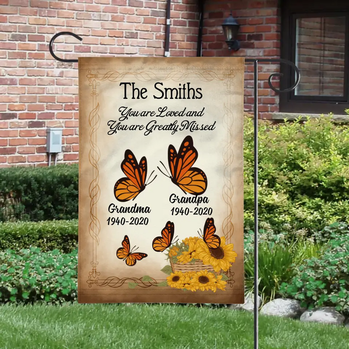 Personalized Garden Flag, Butterfly Family, Memorial Gift for Family