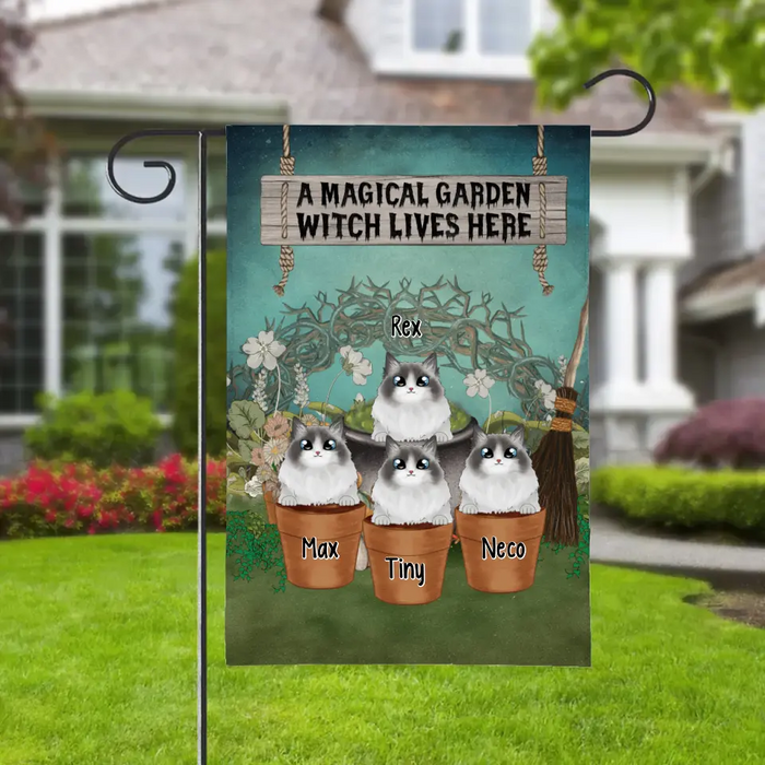 Personalized Garden Flag, A Magical Garden Witch Lives Here, Gifts For Cat Lovers, Gifts For Halloween
