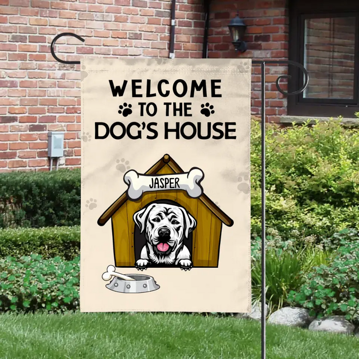 Personalized Garden Flag, Welcome To The Dog's House, Gift For Dog Lovers
