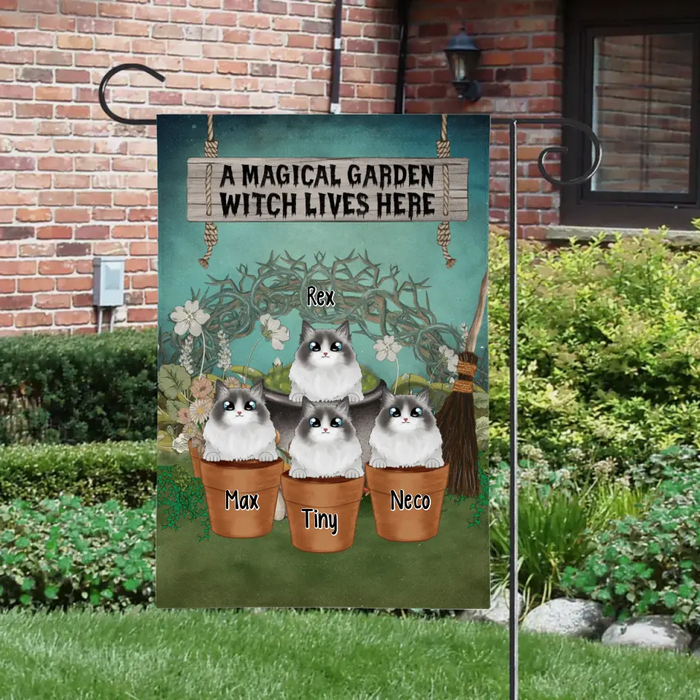 Personalized Garden Flag, A Magical Garden Witch Lives Here, Gifts For Cat Lovers, Gifts For Halloween