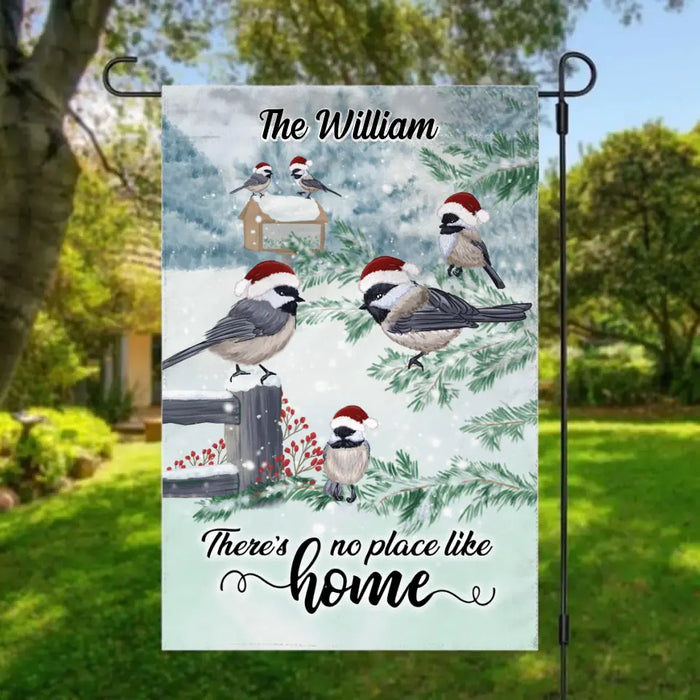 Personalized Garden Flag, There's No Place Like Home, Bird Family, Gift for Family, Christmas Gift