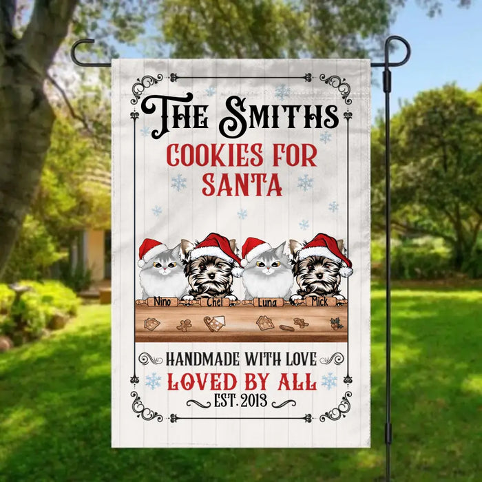 Personalized Garden Flag, Cookies For Santa, Christmas Gift For Family, Dog Lovers, Cat Lovers