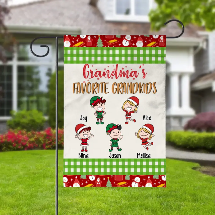 Grandma's Favorite Grandkids - Christmas Personalized Gifts Custom Garden Flag for Grandma