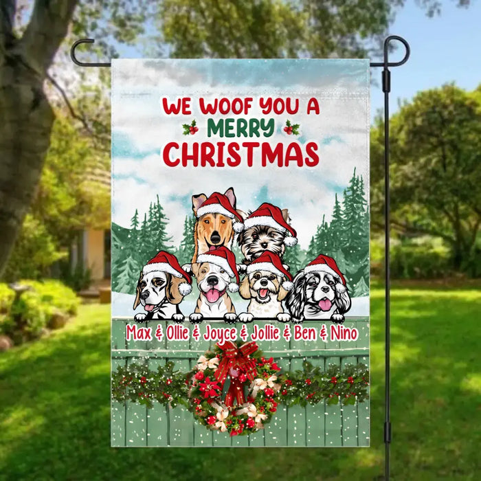 Personalized Garden Flag, Up To 6 Pets, We Woof You A Merry Christmas, Christmas Gift For Dog Lovers, Cat Lovers