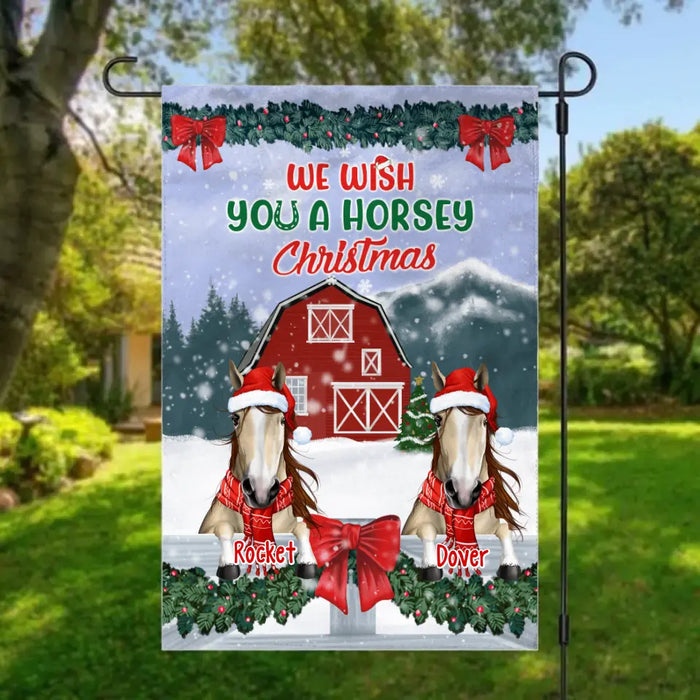 Personalized Garden Flag, Wish You A Horsey Chrsitmas, Christmas Gift For Horse Lovers