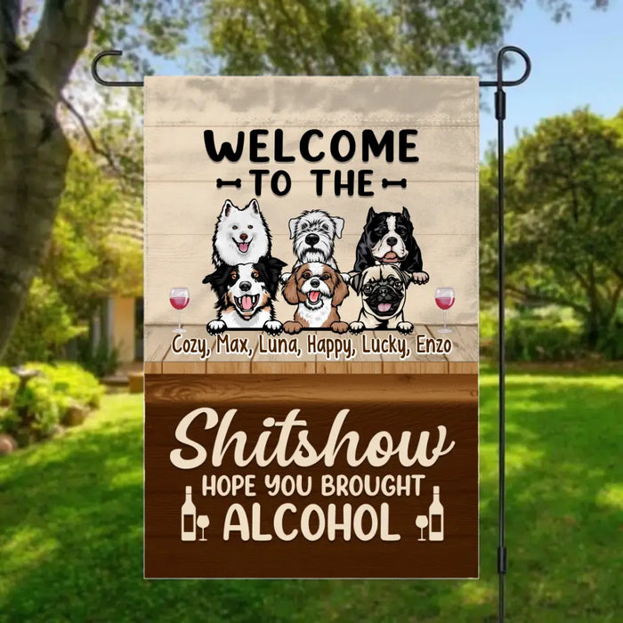 Personalized Garden Flag, Welcome To The Shitshow, Gift For Family, Dog Lovers