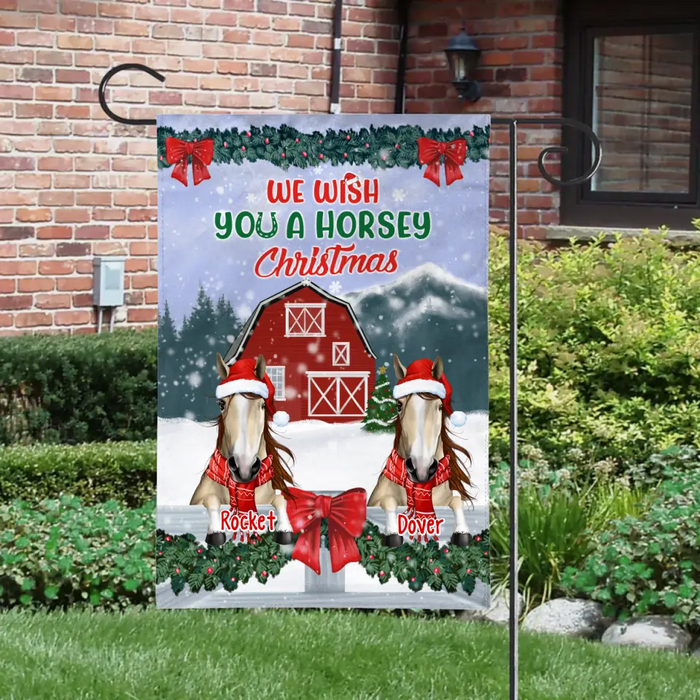 Personalized Garden Flag, Wish You A Horsey Chrsitmas, Christmas Gift For Horse Lovers
