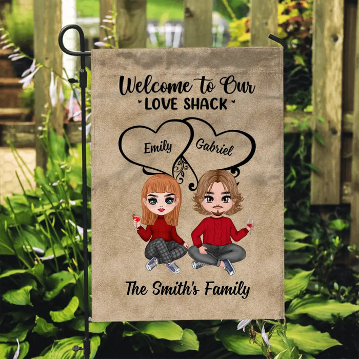 Welcome To Our Love Shack - Personalized Garden Flag For Couples, Him, Her