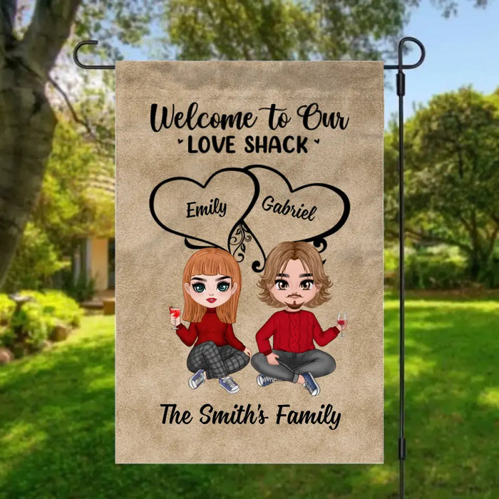 Welcome To Our Love Shack - Personalized Garden Flag For Couples, Him, Her