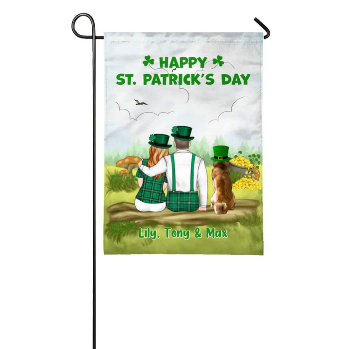 Happy St. Patrick's Day - Personalized Garden Flag For Couples, For The Family, Dog Lovers