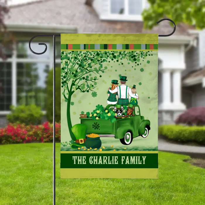 Truck Full Of Luck - Personalized Garden Flag For Couples, The Family, Dog Lovers, St. Patrick's Day