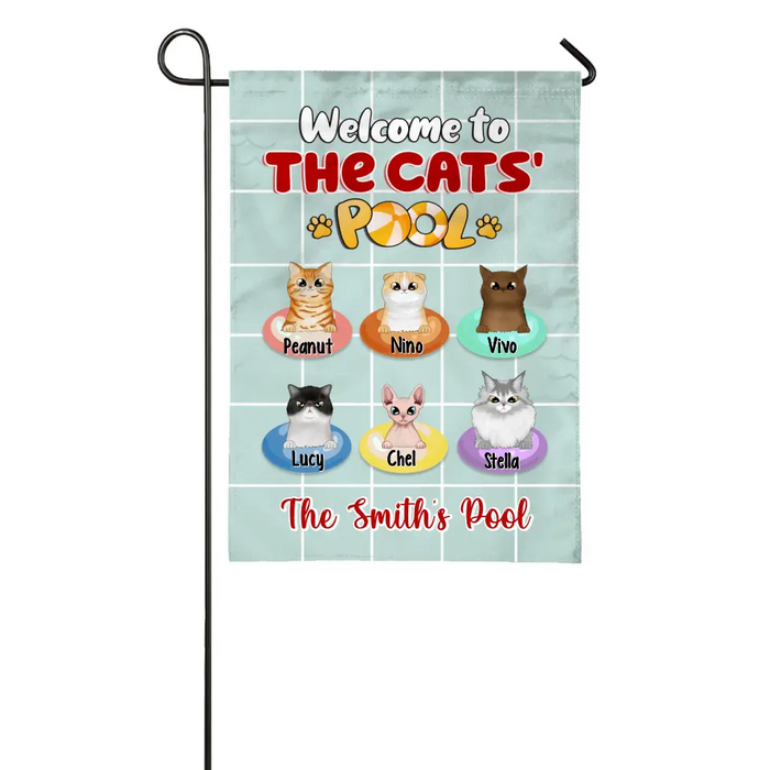Welcome To The Cats' Pool - Personalized Garden Flag For Him, Her, Cat Lovers