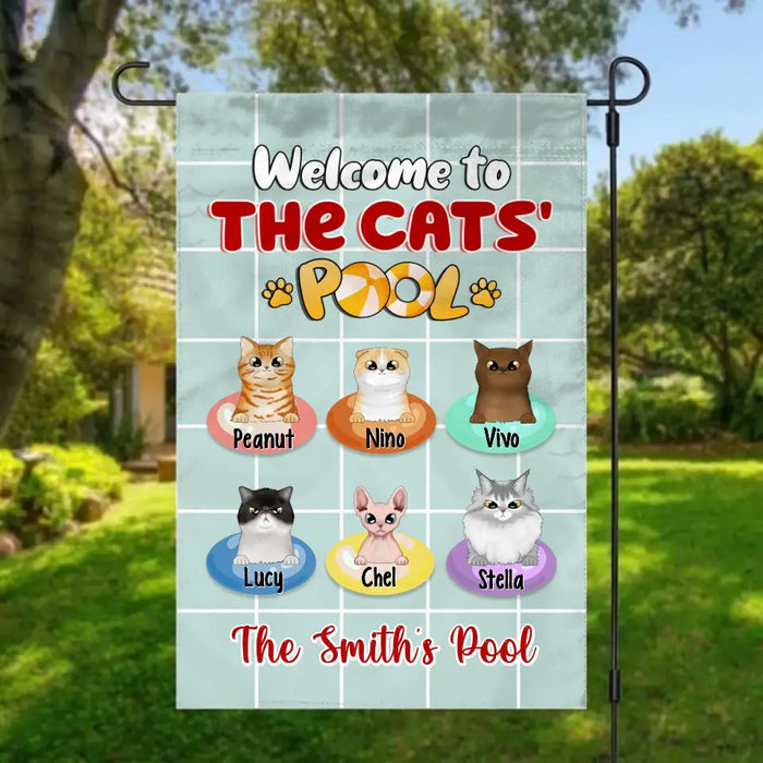 Welcome To The Cats' Pool - Personalized Garden Flag For Him, Her, Cat Lovers