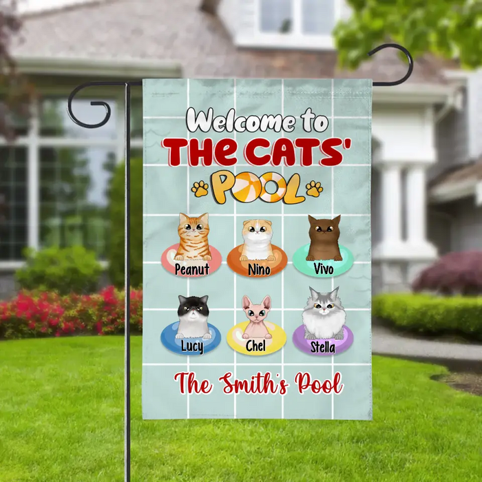 Welcome To The Cats' Pool - Personalized Garden Flag For Him, Her, Cat Lovers