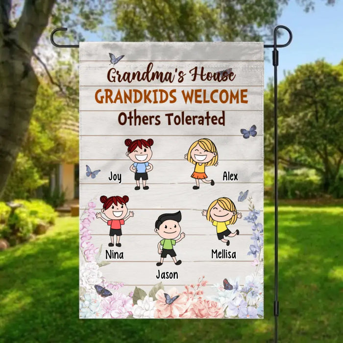 Grandma's House with Up to 5 Kids - Personalized Gifts Custom Garden Flag for Kids for Grandma, Garden