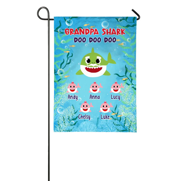 Grandpa Shark Doo Doo Doo - Personalized Gifts Custom Garden Flag for Family for Kids