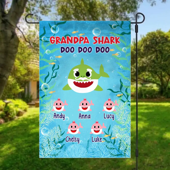 Grandpa Shark Doo Doo Doo - Personalized Gifts Custom Garden Flag for Family for Kids