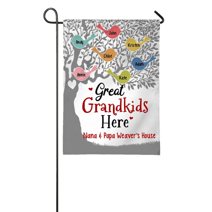 Great Grandkids Here - Personalized Gifts Custom Garden Flag for Grandparents