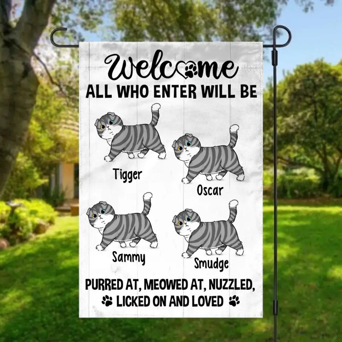 Cats Welcome All Who Enter - Custom Garden Flag Cat Lovers