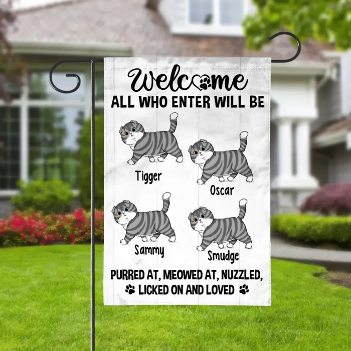 Cats Welcome All Who Enter - Custom Garden Flag Cat Lovers