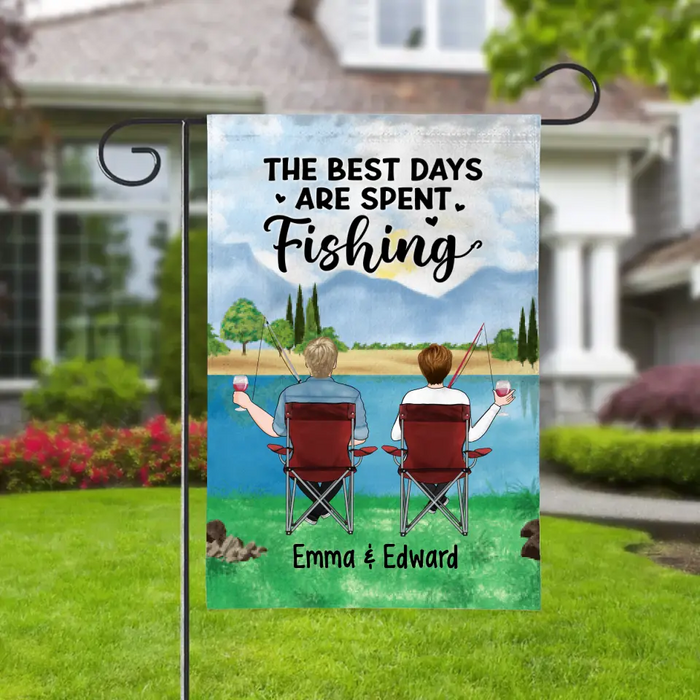 Welcome To Our Lake House - Personalized Garden Flag For Fishing, Dog Lovers