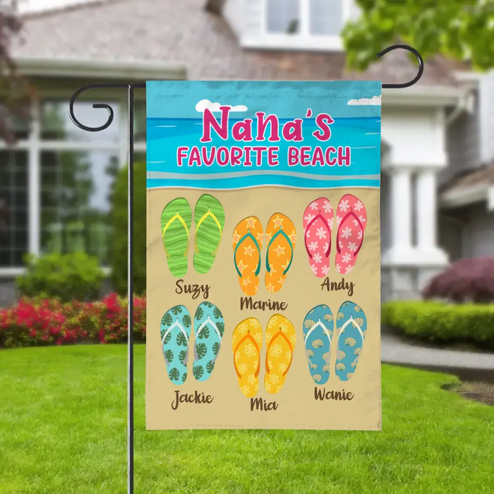 Nana's Favorite Beach - Personalized Gifts Custom Garden Flag for Grandma
