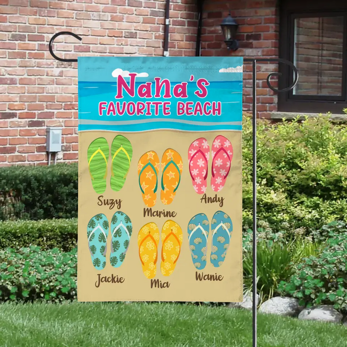 Nana's Favorite Beach - Personalized Gifts Custom Garden Flag for Grandma