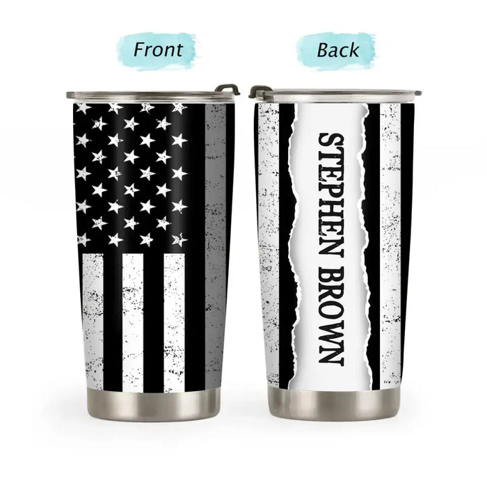 Thin Gray Line American Flag - Personalized Gifts Custom Tumbler For Police Correction Officer