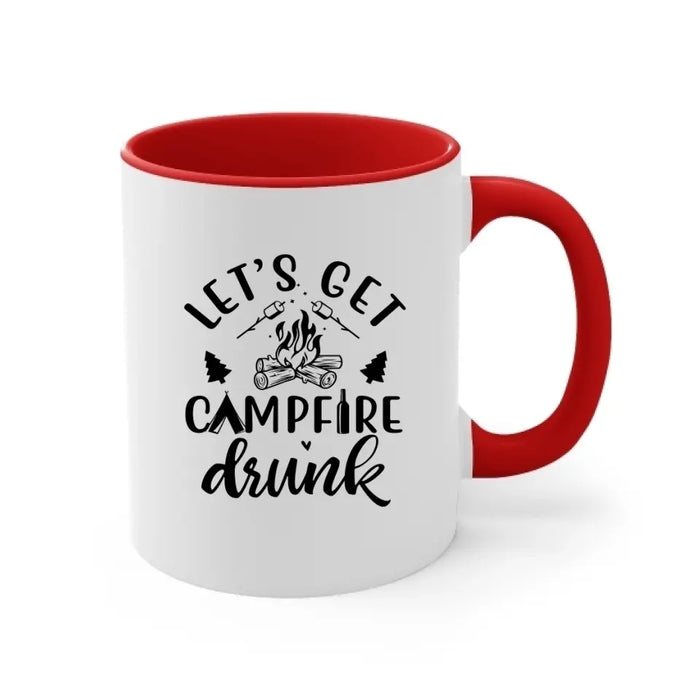 Let's Get Campfire Drunk - Personalized Gifts Custom Mug For Couples, Camping and Dogs Lovers