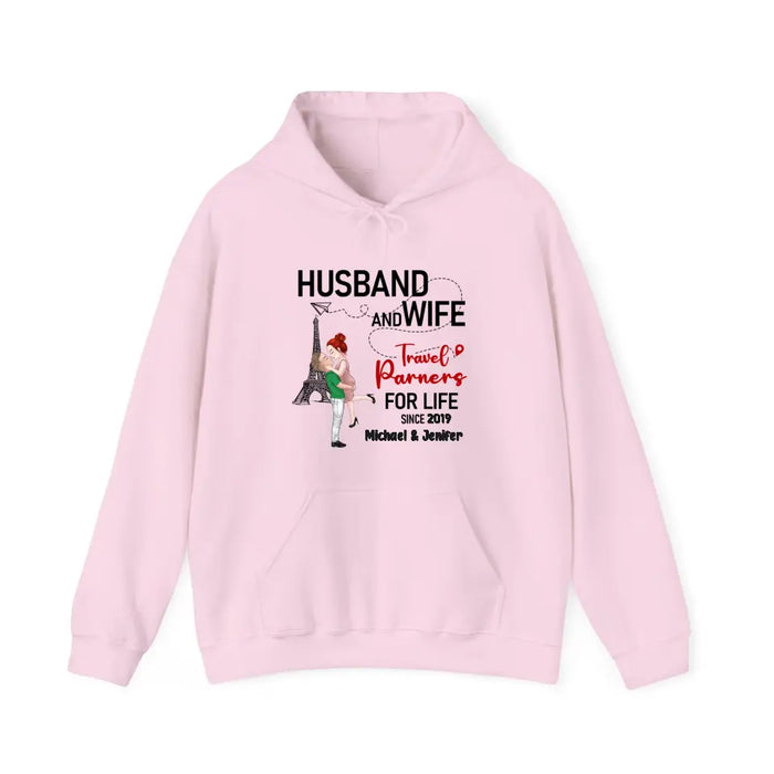 Husband And Wife Travel Partners For Life - Personalized Gifts Custom Shirt For Him Her, For Couples, Travelling Lovers
