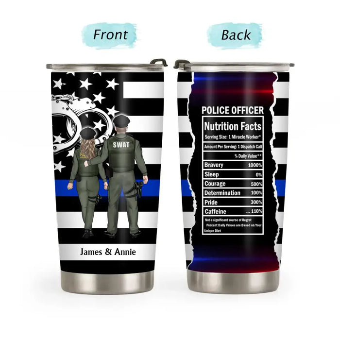 Police Officer Nutrition Facts -  Personalized Gifts Custom Couple Portrait Tumbler For Police Officers