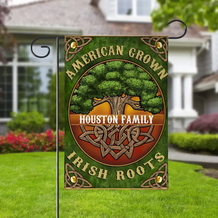 American Grown Irish Roots - St Patrick's Day Personalized Gifts Custom Garden Flag for Family