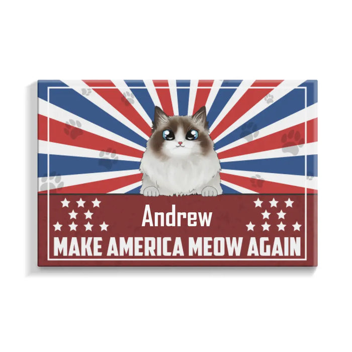 Personalized Canvas, Cats Make America Meow Again Custom Gift For The Fourth Of July