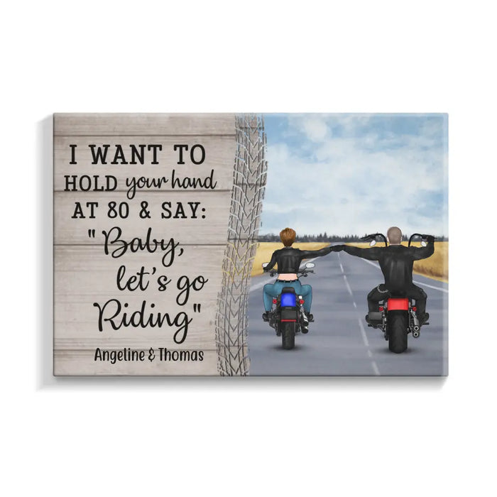 Personalized Canvas, Riding Couple Canvas Backview, Gifts For Motorcycle Riders
