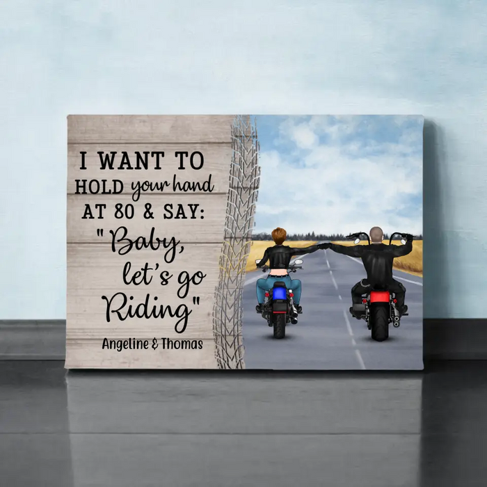 Personalized Canvas, Riding Couple Canvas Backview, Gifts For Motorcycle Riders